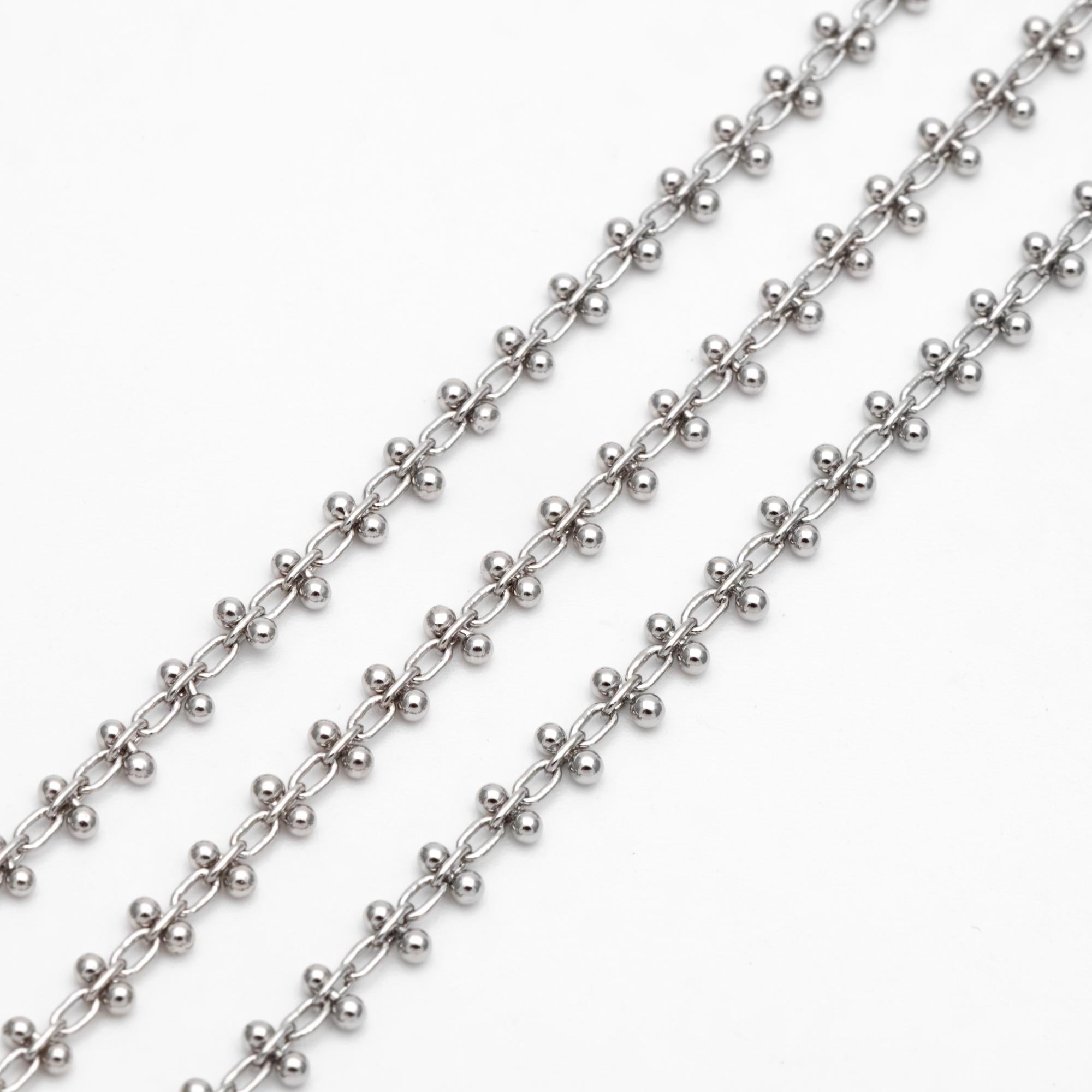 Gold/ Silver Tone Beaded Cable Chains 3.3mm, 18K Gold/ Rhodium plated Brass, Quality Specialty Chain Wholesale (#LK-237)/ 1 Meter=3.3 ft